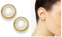 Lauren Ralph Lauren Gold-Tone Bezel Acrylic Pearl Stud Earrings